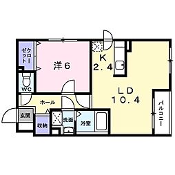 カムフォート神山 1LDKの間取図画像