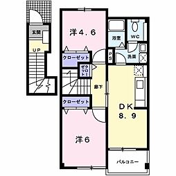カーサ・フィリア2 2DKの間取図画像