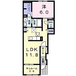 メゾン・ド・ルーチェ　II 1階1LDKの間取り