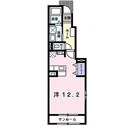 ヒルズ　キザキ　Ｃ 1階ワンルームの間取り