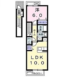 フレンドリー 2階1LDKの間取り