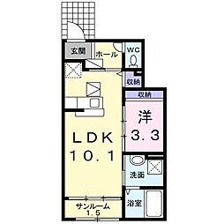 メゾンフレーズIII 1階1LDKの間取り