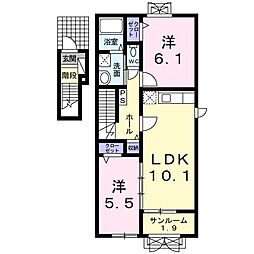 春日ヒルズ1 2LDKの間取図画像