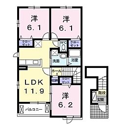 プラムガーデン2B 3LDKの間取図画像