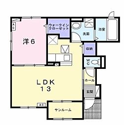 カーサビアンカ 1階1LDKの間取り