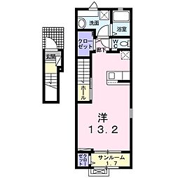 ヴィラシャングリラ須頃C ワンルームの間取図画像