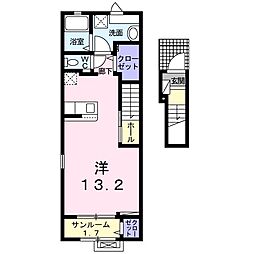 ヴィラシャングリラ須頃D 1Kの間取図画像