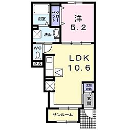 ウエストヒルズ4 1LDKの間取図画像