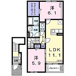 アムールF 2LDKの間取図画像