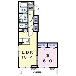マハロ2 1LDKの間取図画像