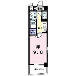 ブリッサ岩国 1階1Kの間取り