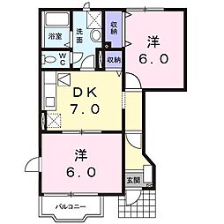 グランパルク 2DKの間取図画像