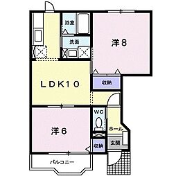 サンセール港C棟 2LDKの間取図画像