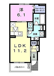 プラスターラー．エス　弐番館 1階1LDKの間取り