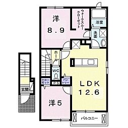 グリーンヒルズT・M 2LDKの間取図画像
