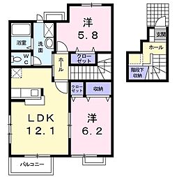 ワイズサンモール 2LDKの間取図画像