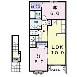 ベルメゾン下市A 2LDKの間取図画像
