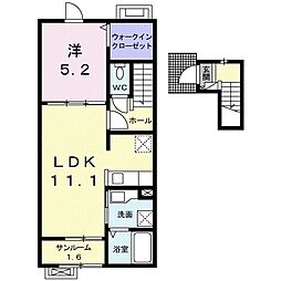 VIII．トゥインクル・平井 2階1LDKの間取り