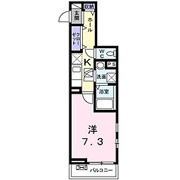 サンプラザ金剛 1階1Kの間取り