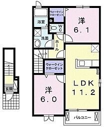 ＧＲＡＣＥ　ＯＨＵＳＡＫＩ　II 2階2LDKの間取り