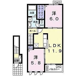 クンブレーカーサ 2LDKの間取図画像