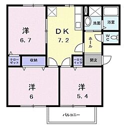 ハイツＦＬＯＷＥＲ 2階3DKの間取り