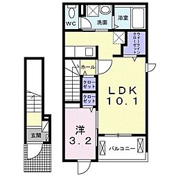 ＳＵＺＵＲＡＮII 2階1LDKの間取り