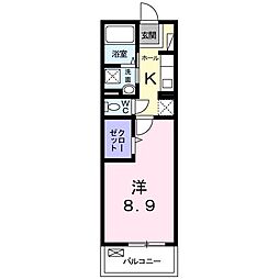 オリーブコート 1Kの間取図画像