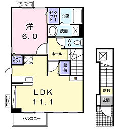 エクセル2 1LDKの間取図画像