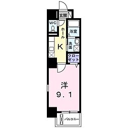 レジデンス堀江西 1Kの間取図画像