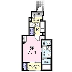 メルグランデ 1Kの間取図画像
