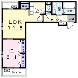 ロワ・レーヌ 1LDKの間取図画像