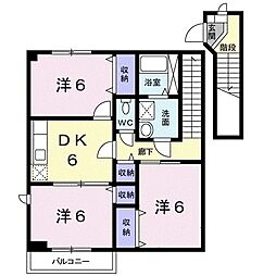 ヴィラエテルネ黒瀬A 3DKの間取図画像