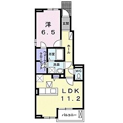 エヴァーグリーン瀬田 1階1LDKの間取り