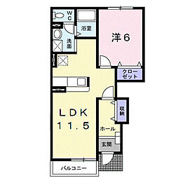 ドゥライラ−ト 1階1LDKの間取り