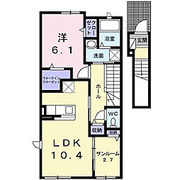 リヴィエール 1LDKの間取図画像