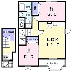 ソレイユ2 2LDKの間取図画像