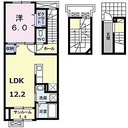 フランセス高柳2 1LDKの間取図画像