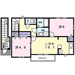 ピュアメゾン 2LDKの間取図画像