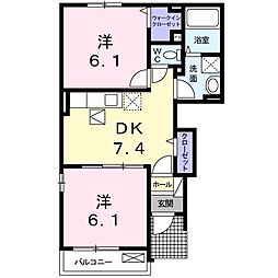 サウス高鍋 2DKの間取図画像