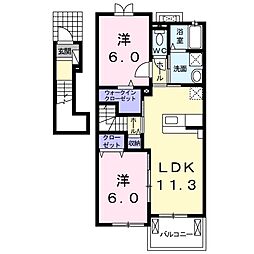 プリムローズ・ガーデン 2LDKの間取図画像