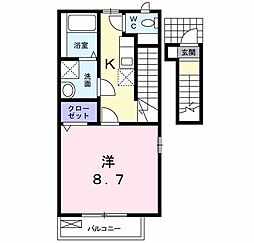アクティブシックス 1Kの間取図画像