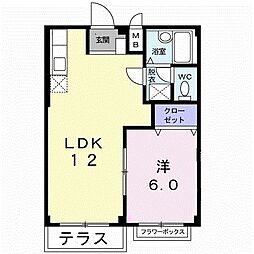 エルディム鈴木 1LDKの間取図画像