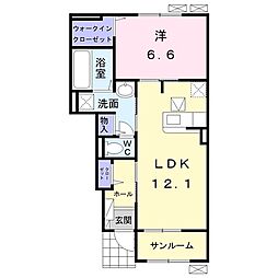 テンペスト 1LDKの間取図画像