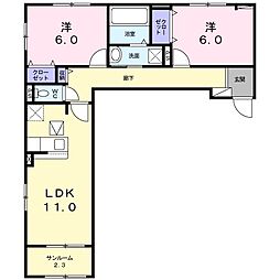 グレースハイランド上田3 2LDKの間取図画像