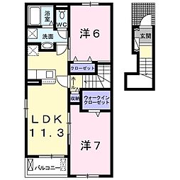 ポライトリー　Ｂ 2階2LDKの間取り