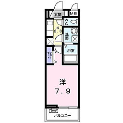 ラグラス 1Kの間取図画像