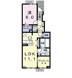 グラウス 1LDKの間取図画像