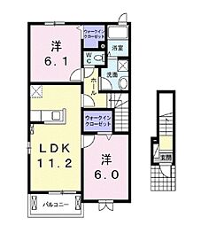 スリーアンジュ 2階2LDKの間取り