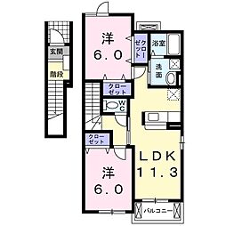 フラットノース 2LDKの間取図画像